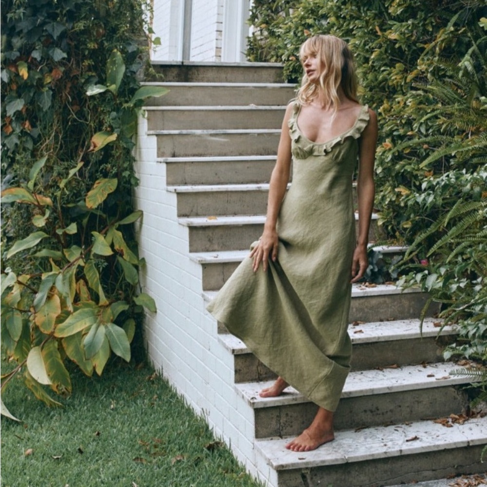 Rosalia Linen Bias Cut Maxi Dress